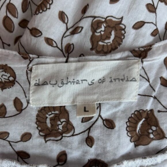 Daughters of India Floral Maxi Dress - Cream and Brown - Picture 5 of 8